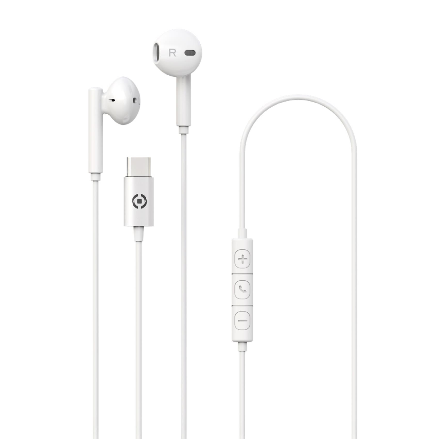 Celly UP1100TYPEC - USB-C Stereo Ενσύρματα Ακουστικά, Λευκά